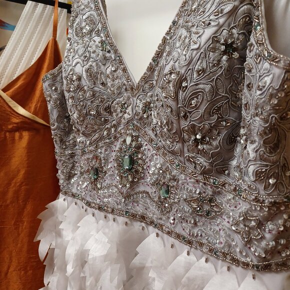 Sue Wong Beaded Gatsby Feather Dress size 14 - Picture 11 of 16